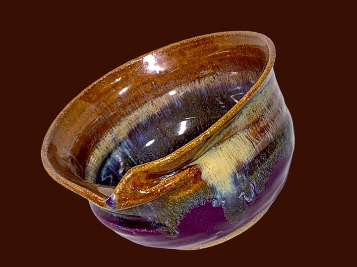 Signed Handmade Vintage Studio Art Pottery Artisan Glazed Ceramic Serving Bowl