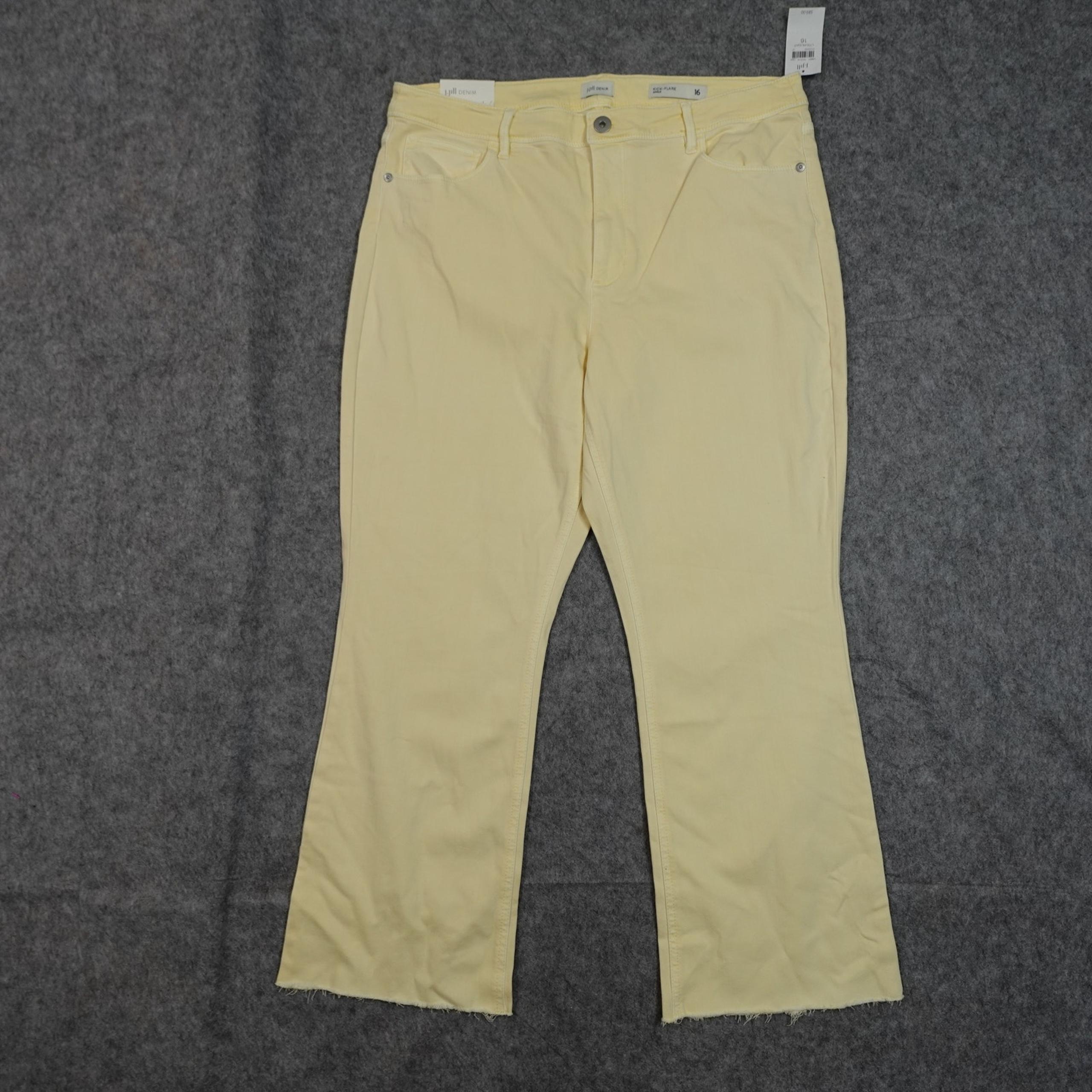 J. Jill Jeans Womens 16 NWT Kick Flare Ankle Yellow Denim Raw Hem