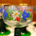 Wine Goblet Romer Cup Stemware Glasses Ribbed Stem Alpine Flowers France Vintage