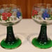 Wine Goblet Romer Cup Stemware Glasses Ribbed Stem Alpine Flowers France Vintage