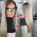 Ash blonde brown root lace front wig