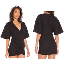 NWT Lovers + Friends Revolve Thaylise Black Linen Mini Short Dress Size Medium