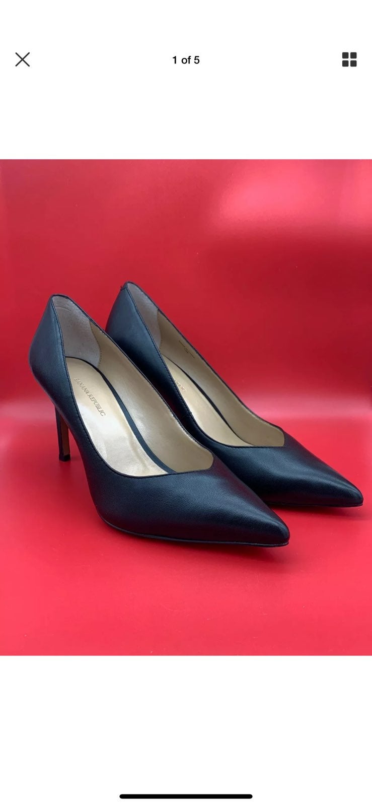 Black Leather Pointy Toe Pump SIZE 10