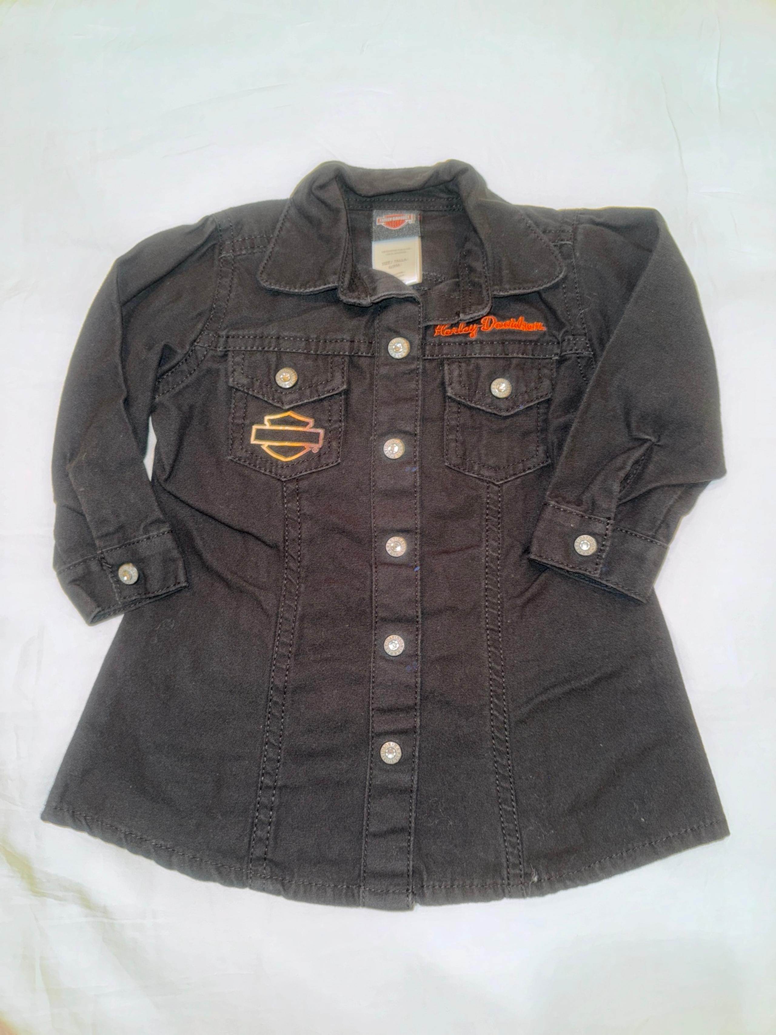 Harley davidson 6-9 month full snap bling dress