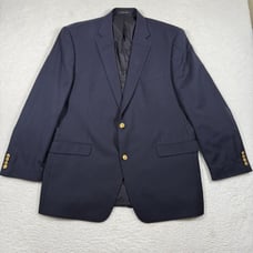 Lauren Ralph Lauren Blazer Mens 46L Navy Blue Sport Coat Jacket Gold Button Wool