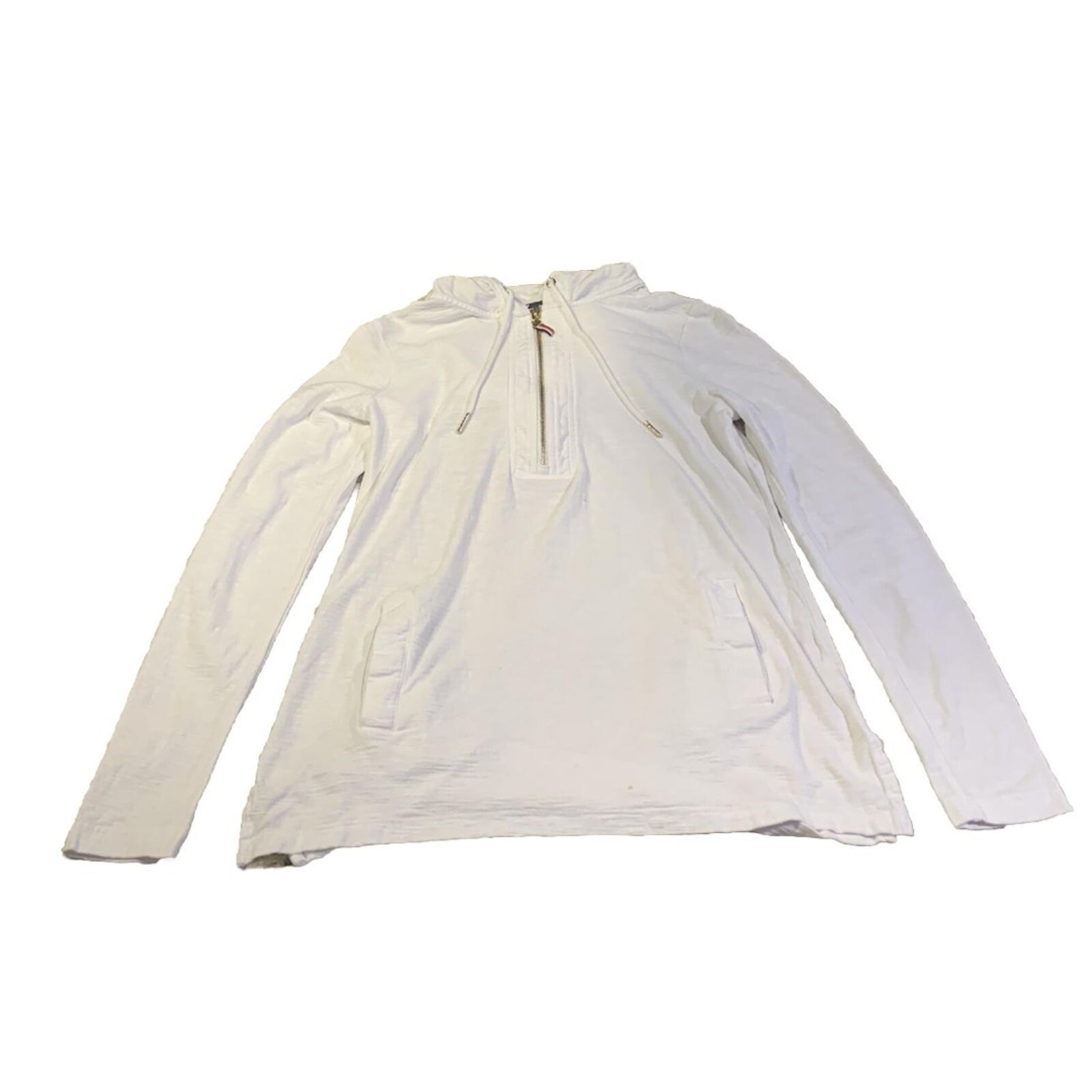 Tommy Hilfiger Womens 1/2 Zip Drawstring Hoodie Top Size XS Long Sleeve White