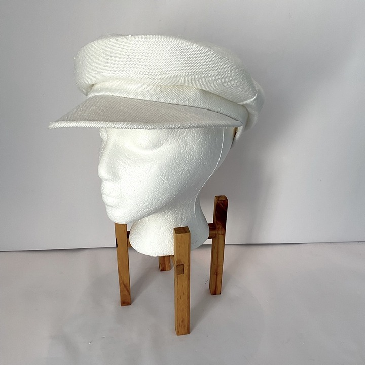 Women’s Happy Cappers by the Field Company Stylish White Linen Newsboy Cap