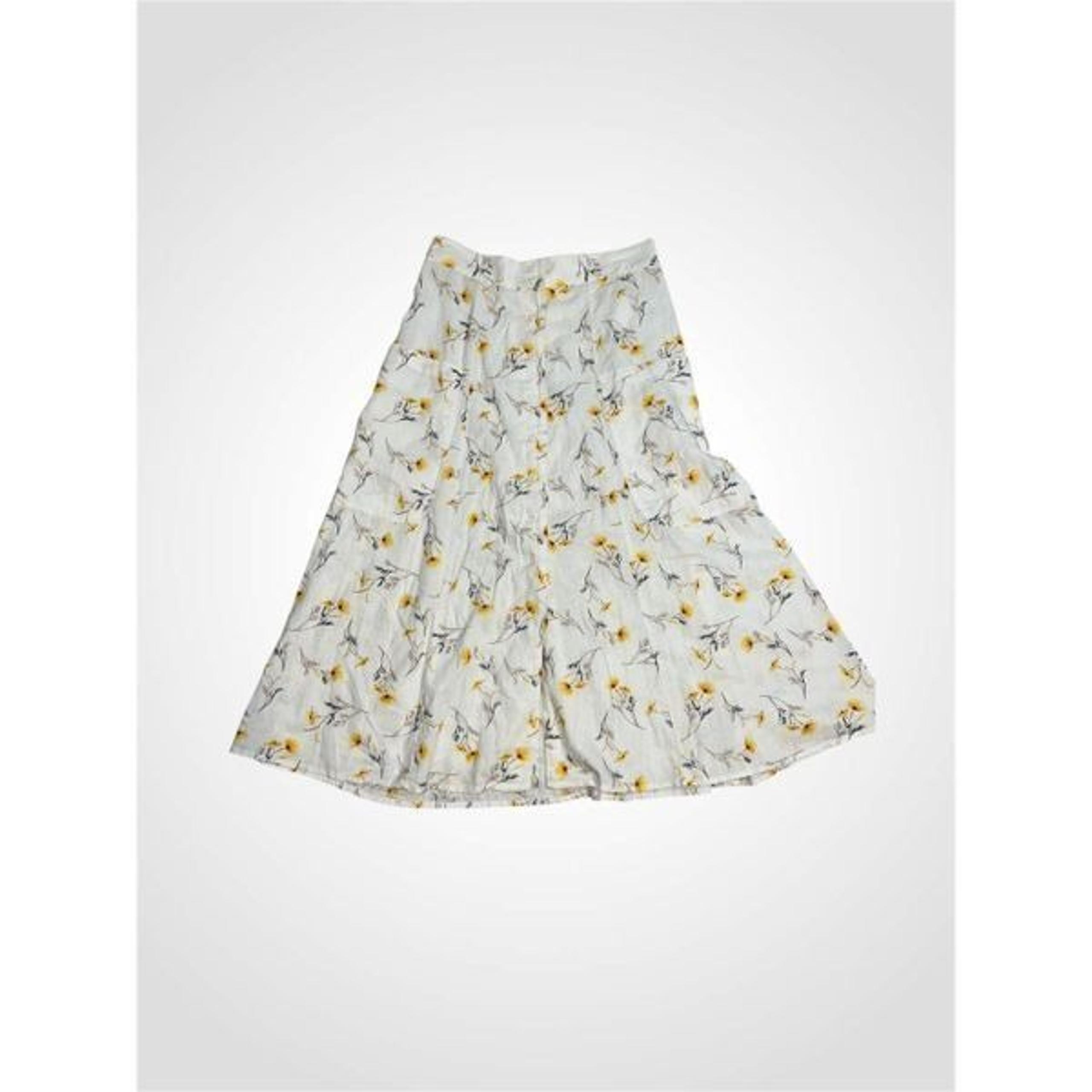 Women’s Linen Blend Sunflowers/Daisy summer midi skirt 6