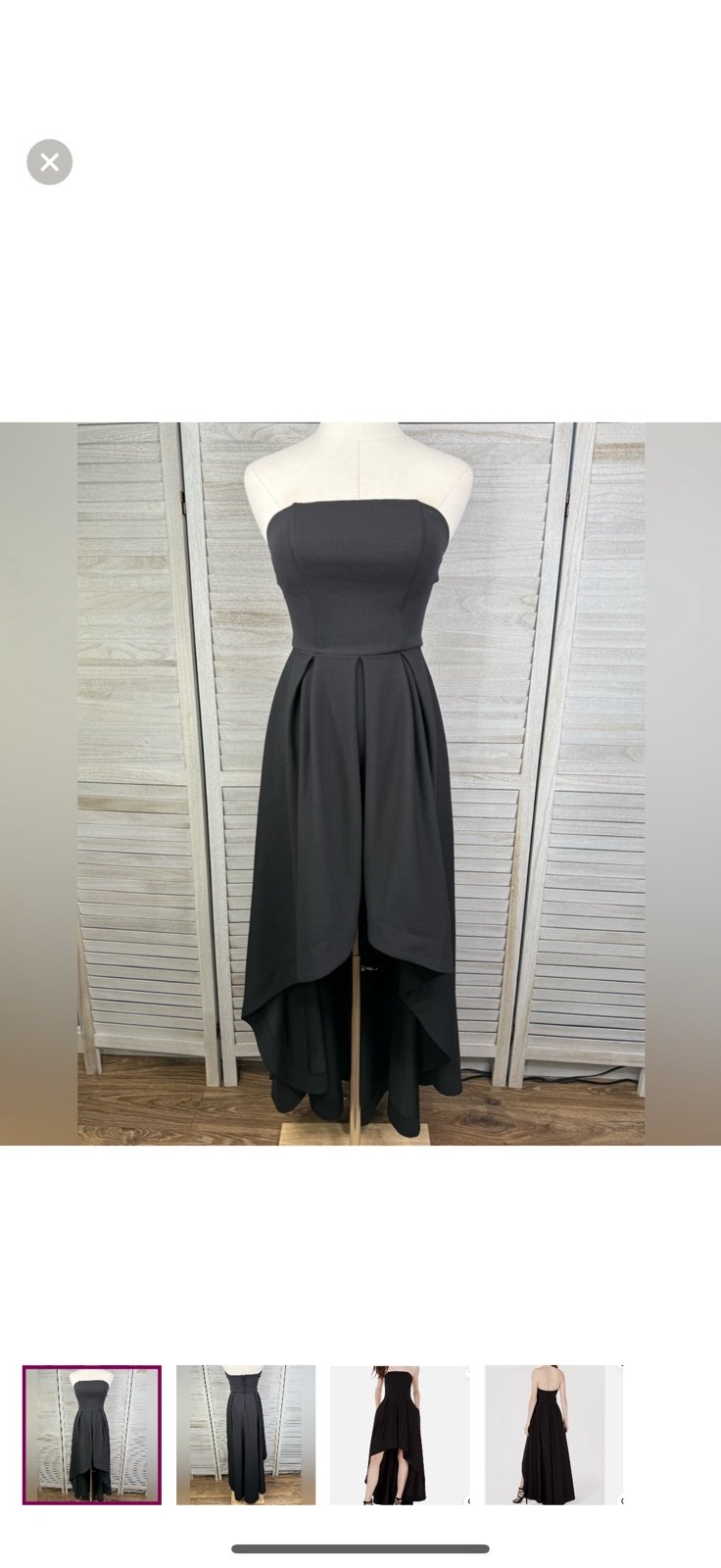 SPEECHLESS Black Strapless Cocktail Dress Pleated Front High/Low Hem w Pockets-3