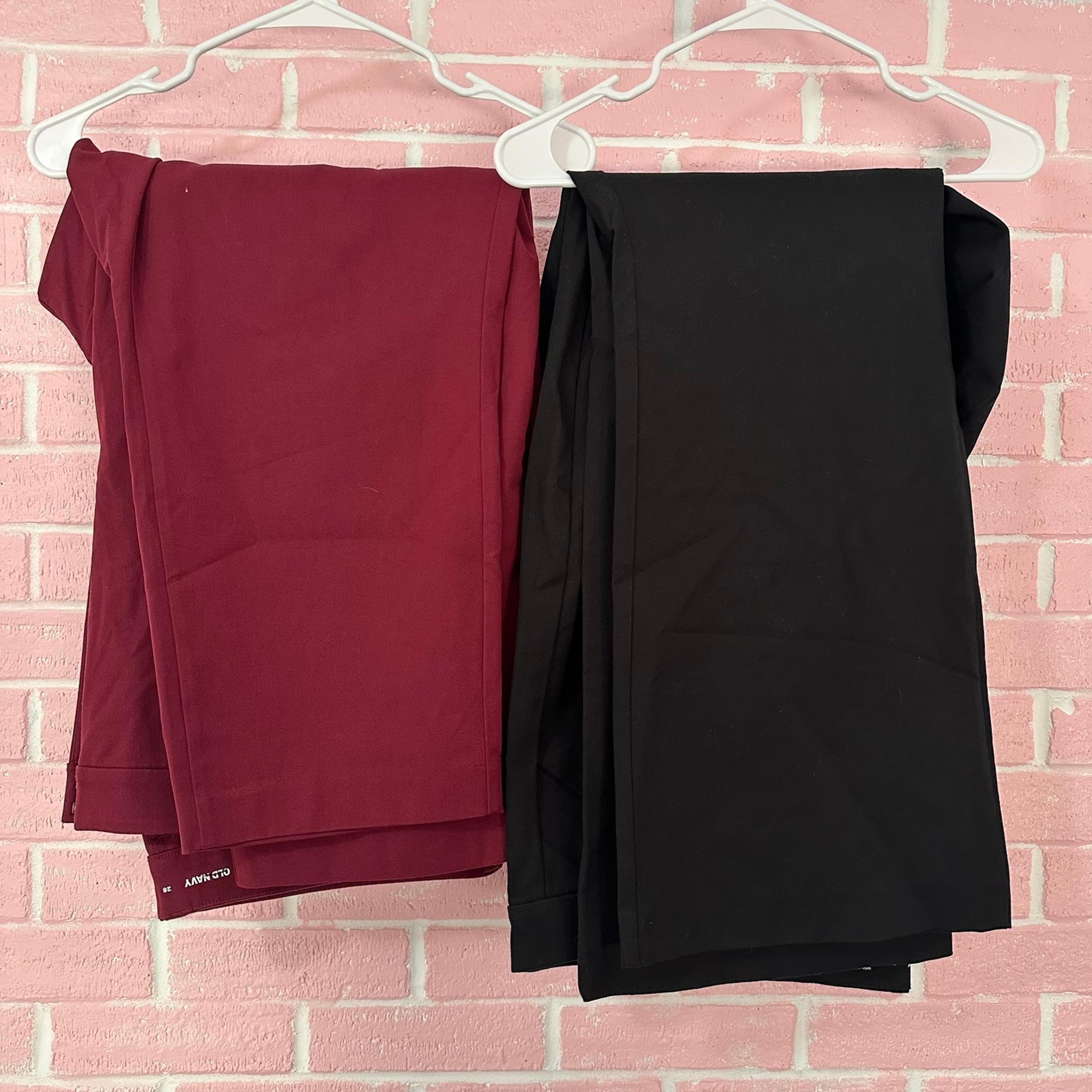 Women’s 28 slacks burgundy black dress pants flare pixie new high rise - Old Navy