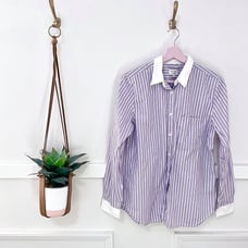 Marie Marot X J.Crew Shirt in Thomas Mason Cotton Poplin Purple Stripe Size 6