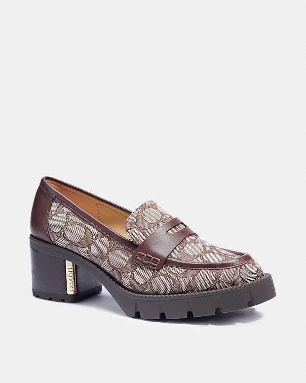 NEW Coach Women’s Cora Jacquard Loafer, Oak/Maple Size 7.5