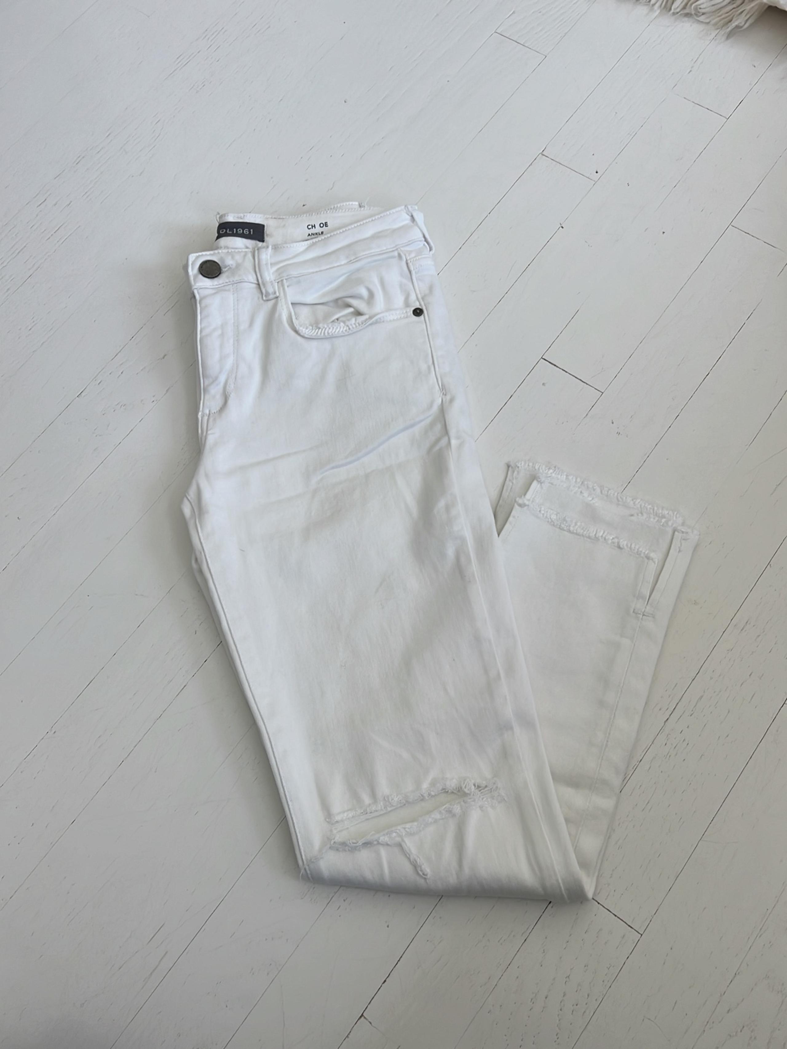 DL1961 Women's White Cropped Slim Jeans