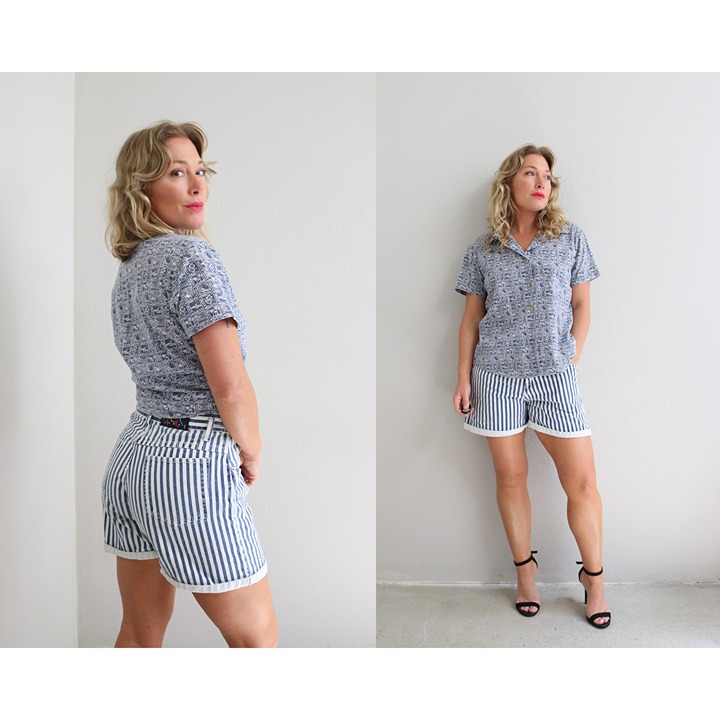 1980's Vintage Steel Denim Striped Jeans Shorts Womens XS Small SM 26 28 Waist