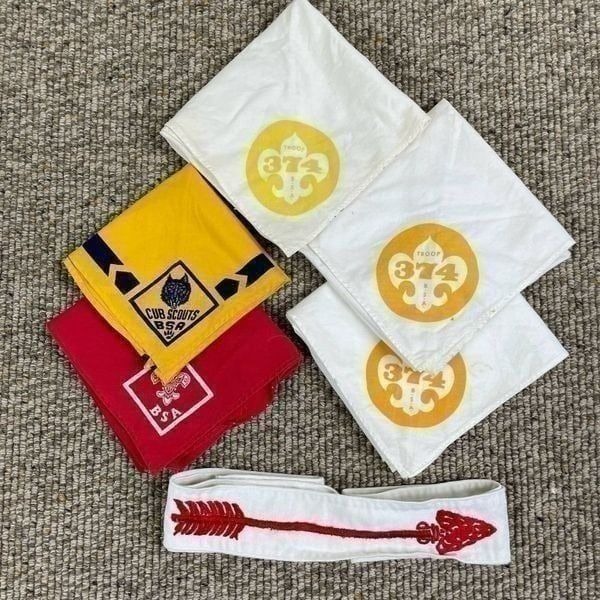 VTG 70s Lot of 6 Cub Scouts Boy Scouts St Louis Bay Area Bandanas Red Arrow Sash