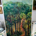 Large Antique Original 27 X 40 Abstract Landscape Oil Painting On Canvas