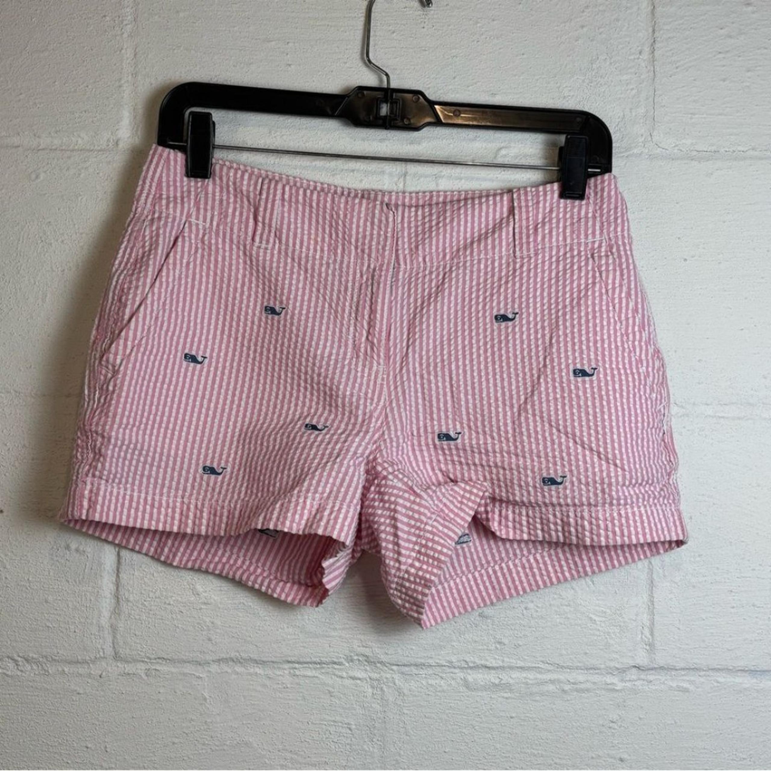 Vineyard Vines Woman’s Pink Whale Print Pink & White Casual Summer Shorts Size 2
