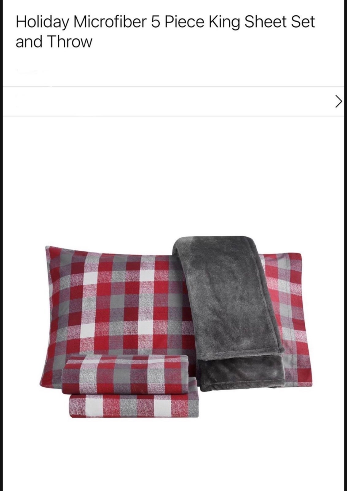 Holiday Microfiber 5 Piece King Sheet Set And Throw