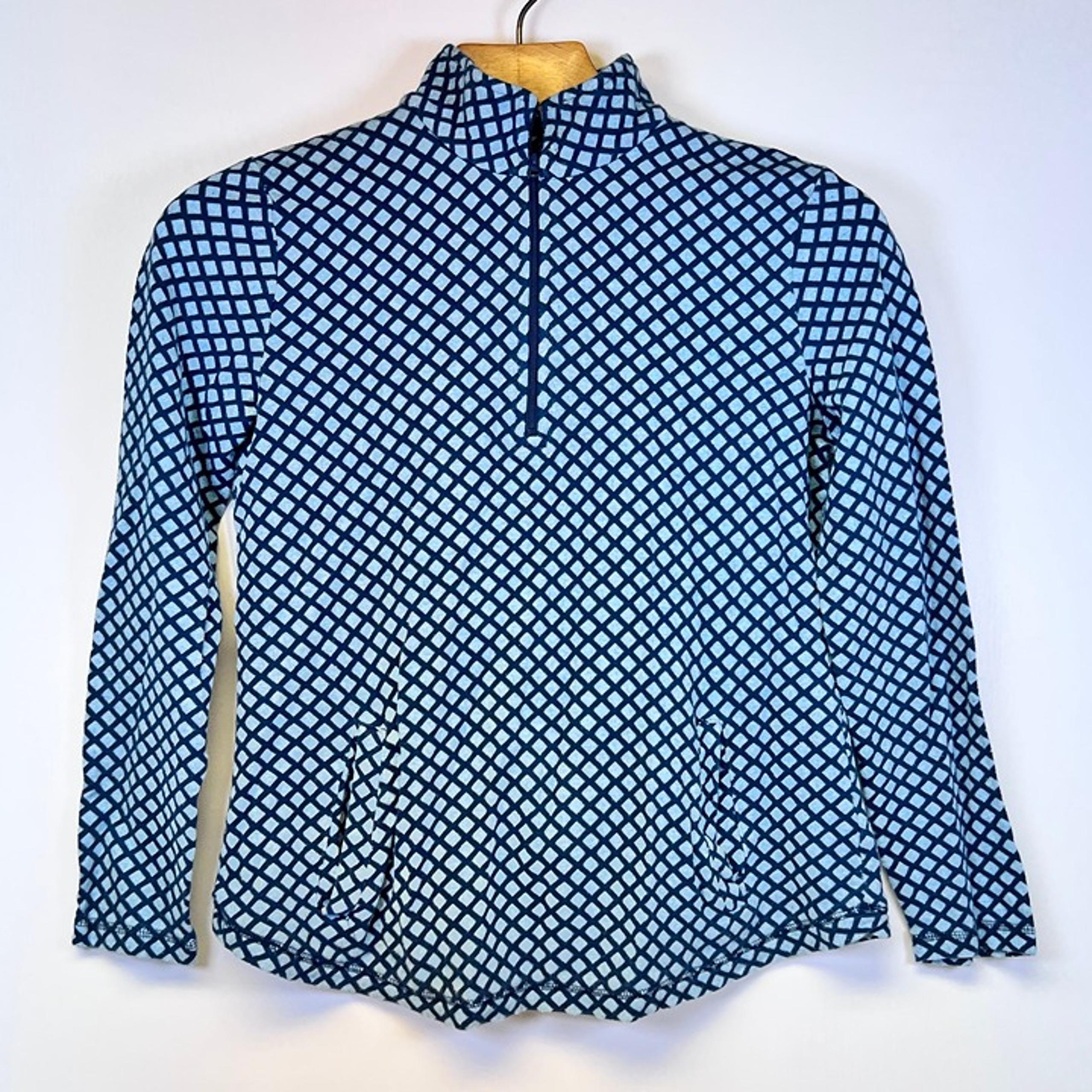 T by Talbots 1/4 Zip Pullover S Navy & Light Blue Athleisure Performance Top
