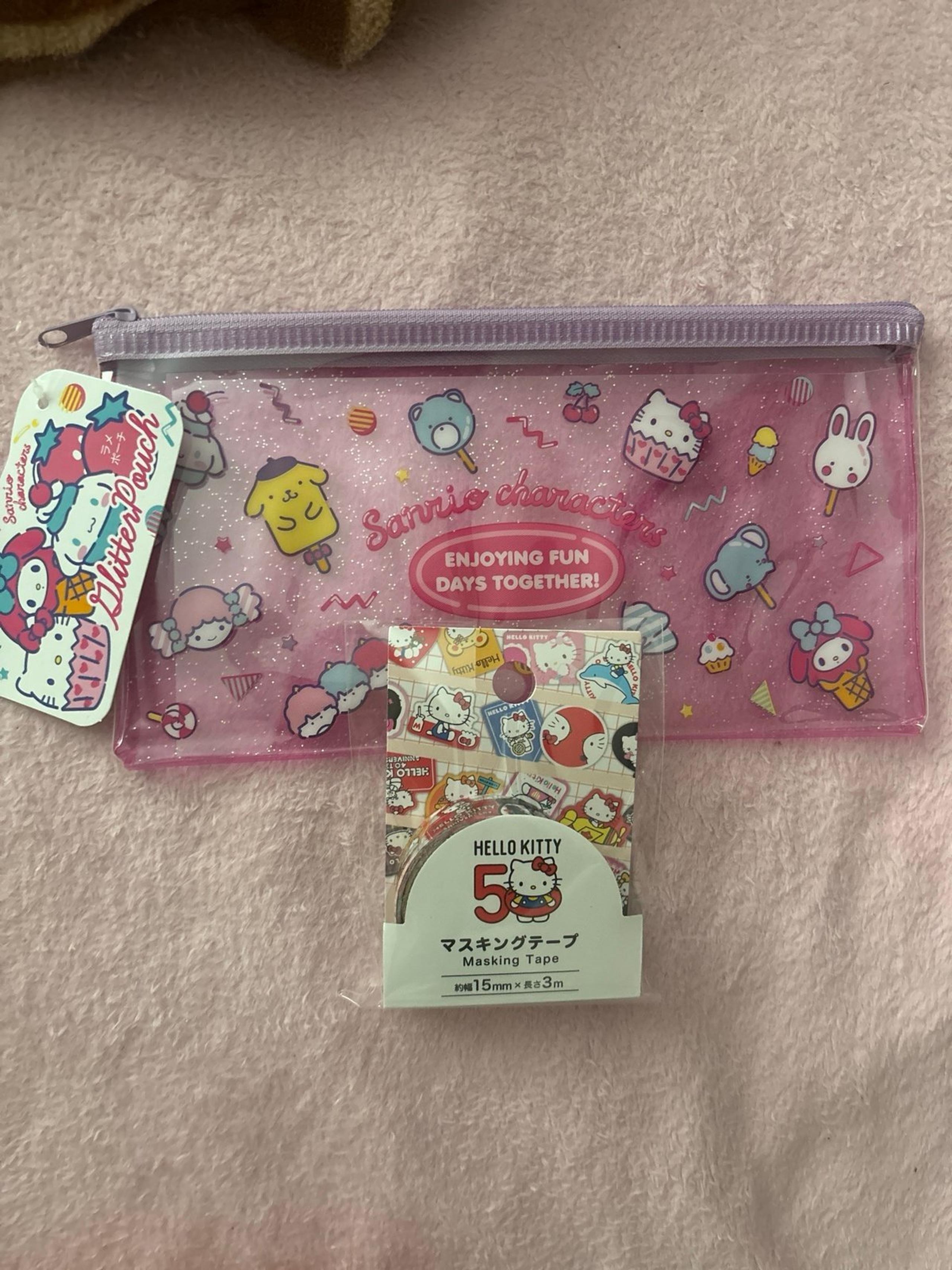 Sanrio glitter pouch and sanrio masking tape