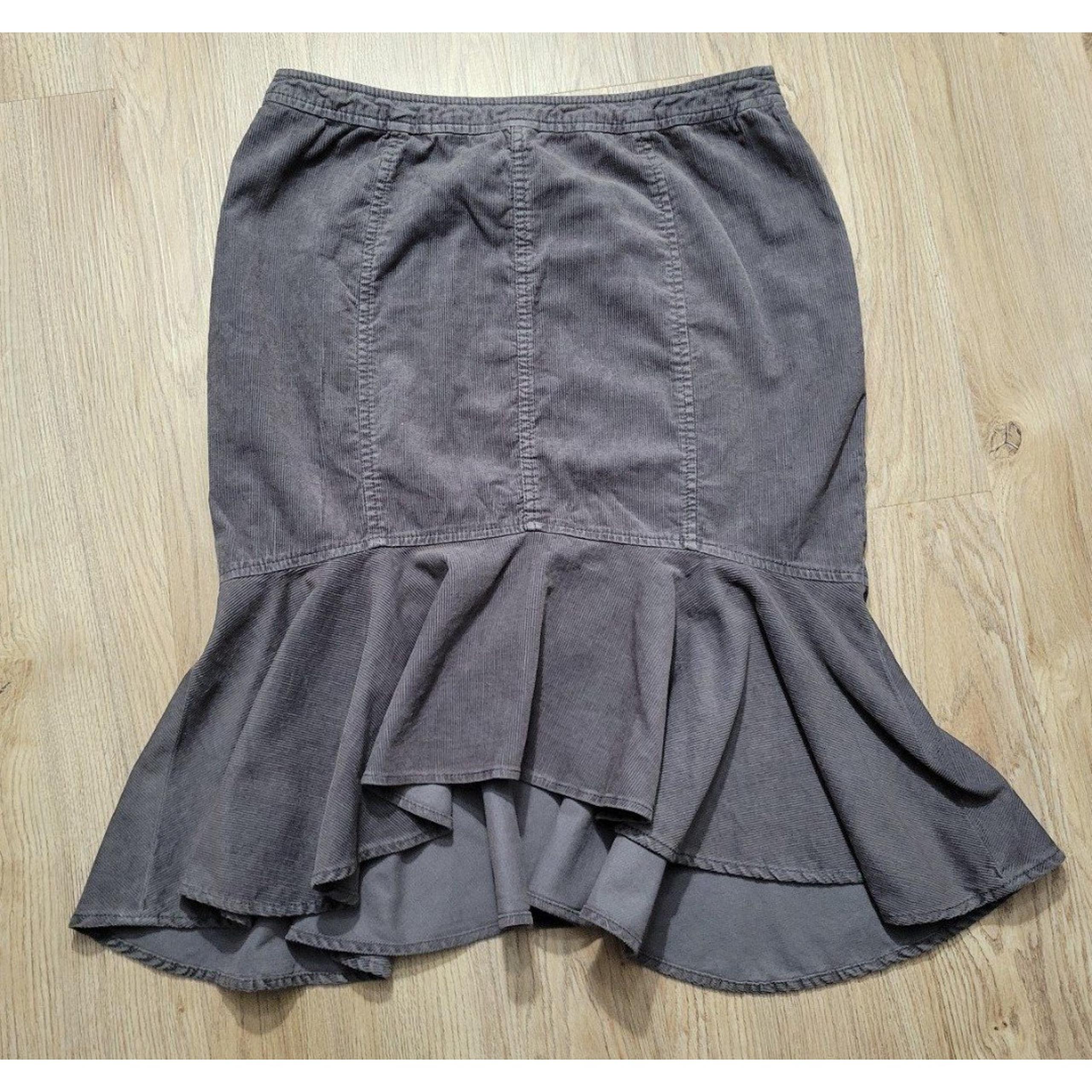 Pilcro and the Letterpress Women’s Corduroy Pencil Peplum Mermaid Skirt Gray