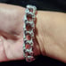 VINTAGE Sterling silver Victorian repousse padlock heart curb link bracelet 8 L