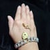 VINTAGE Sterling silver Victorian repousse padlock heart curb link bracelet 8 L