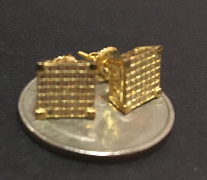 Gold earrings Sterling Silver 925 Screw back