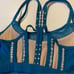 Weissman Balera dance teal sport Mesh Strappy Bra Top crop rhinestone MT10874 SA