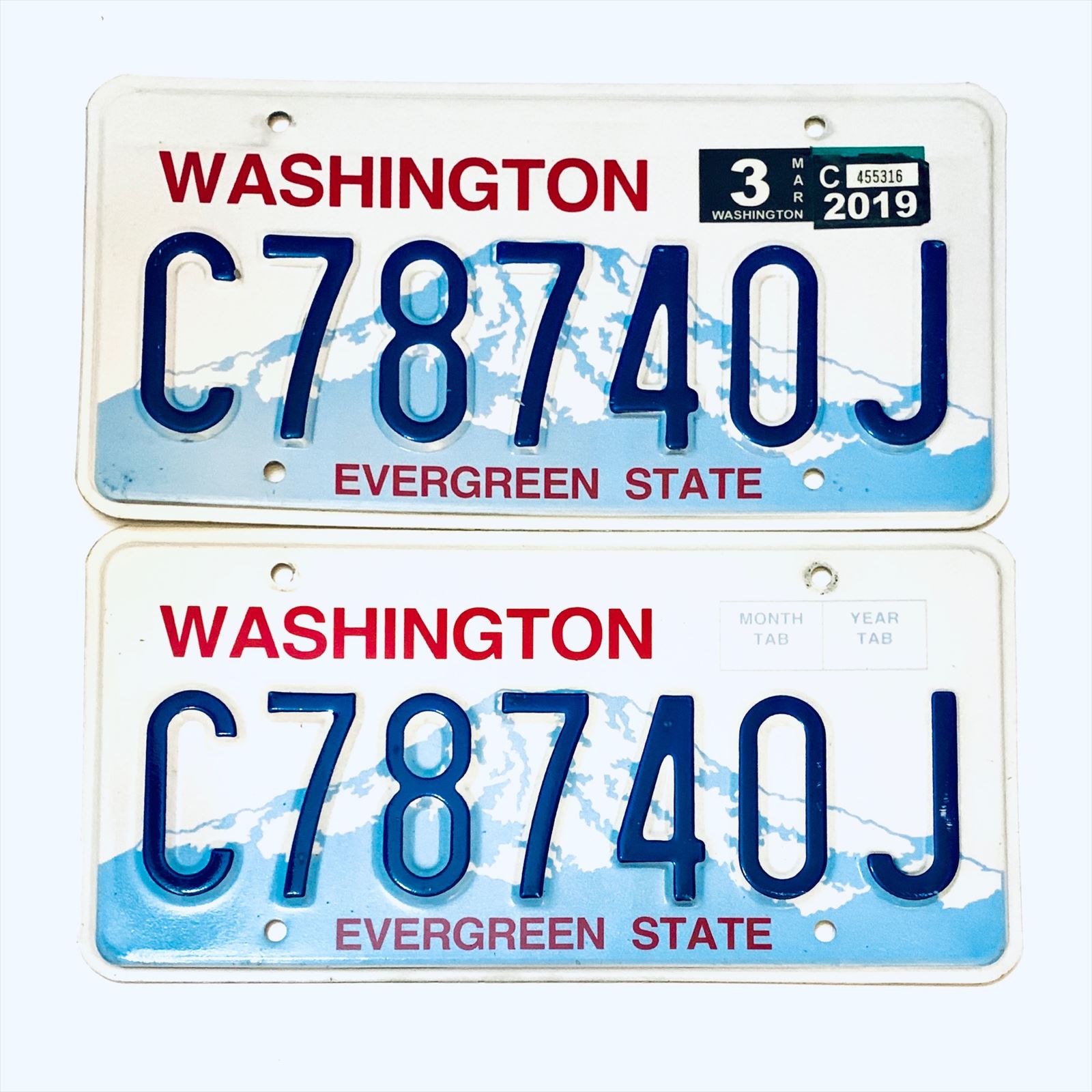2019 Washington License Plate Pair C7874