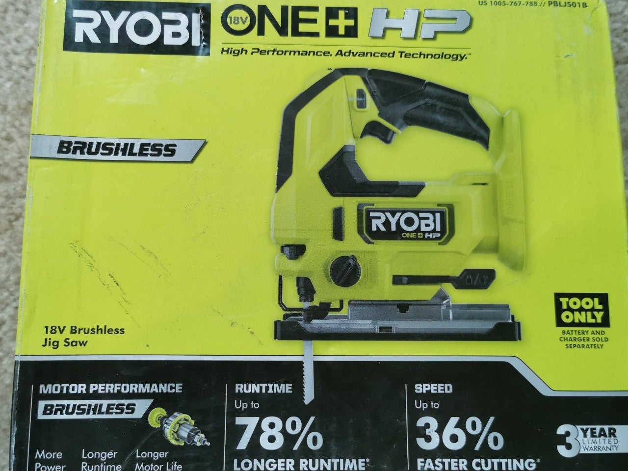 Ryobi PBLJS01B One HP 18v Brushless Cordless Jig Saw Ryobi PBLJS01B One HP 18v Brushless Cordless Jig Saw