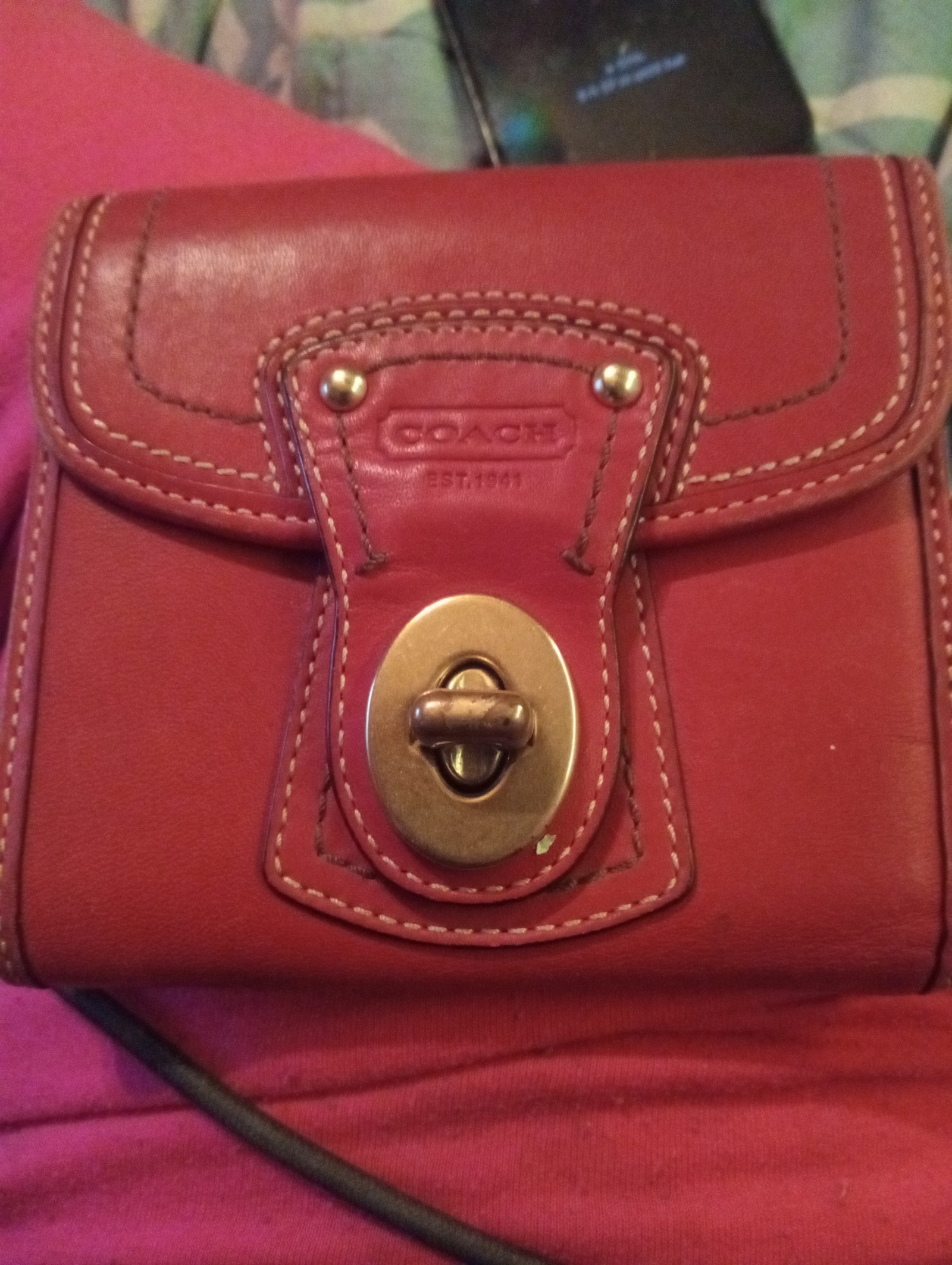 coach wallet dark pink like new
