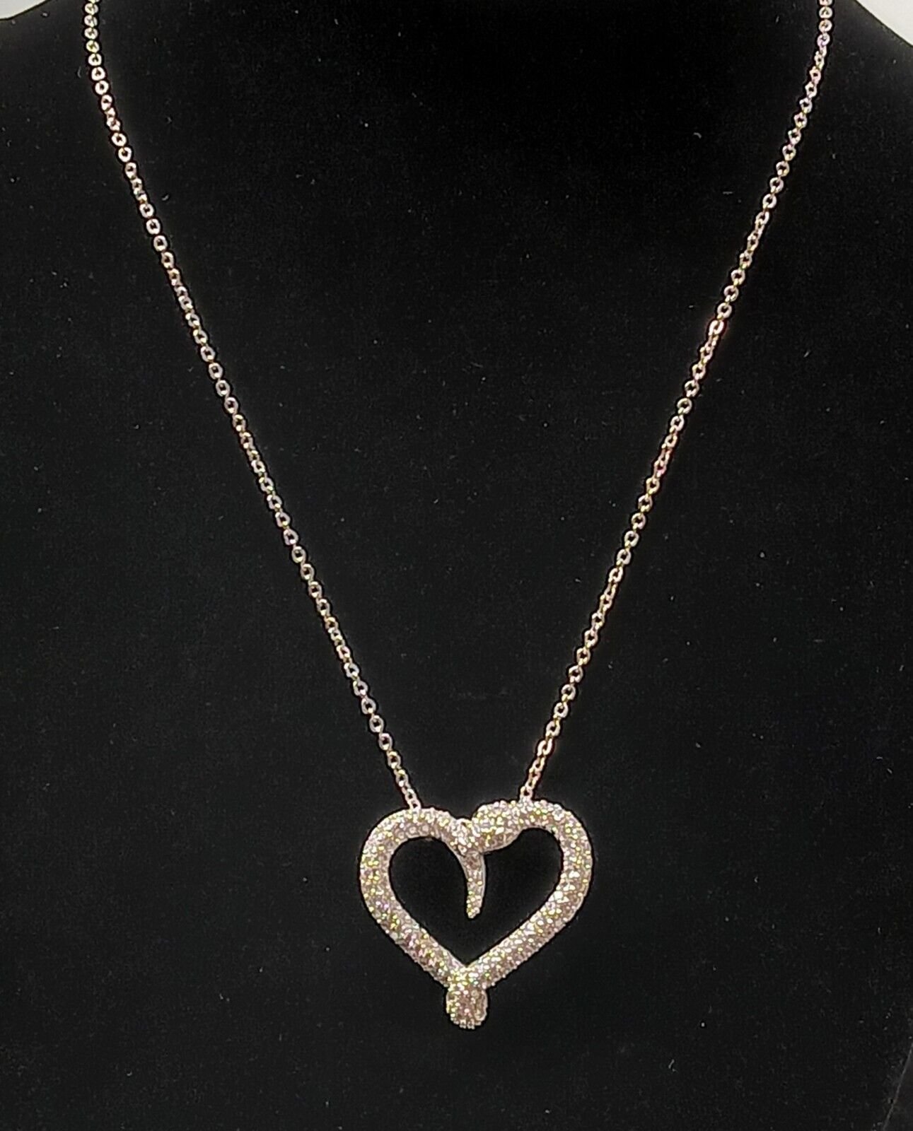 Swarovski Rhodium Crystal Snake Heart Pendant Necklace Jewelry Valentines