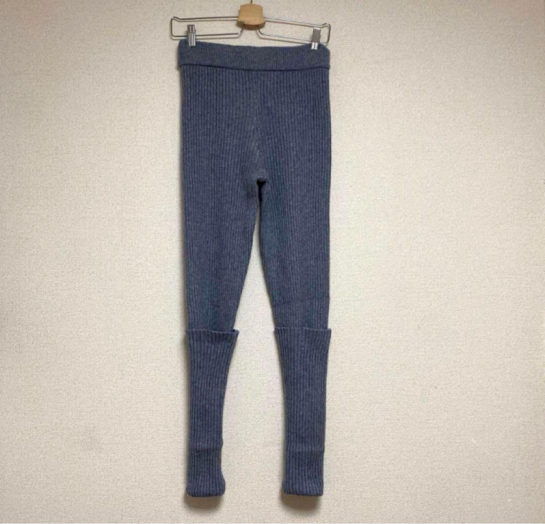 ❥cocora Rib Leggings Pants, Knit, Blue