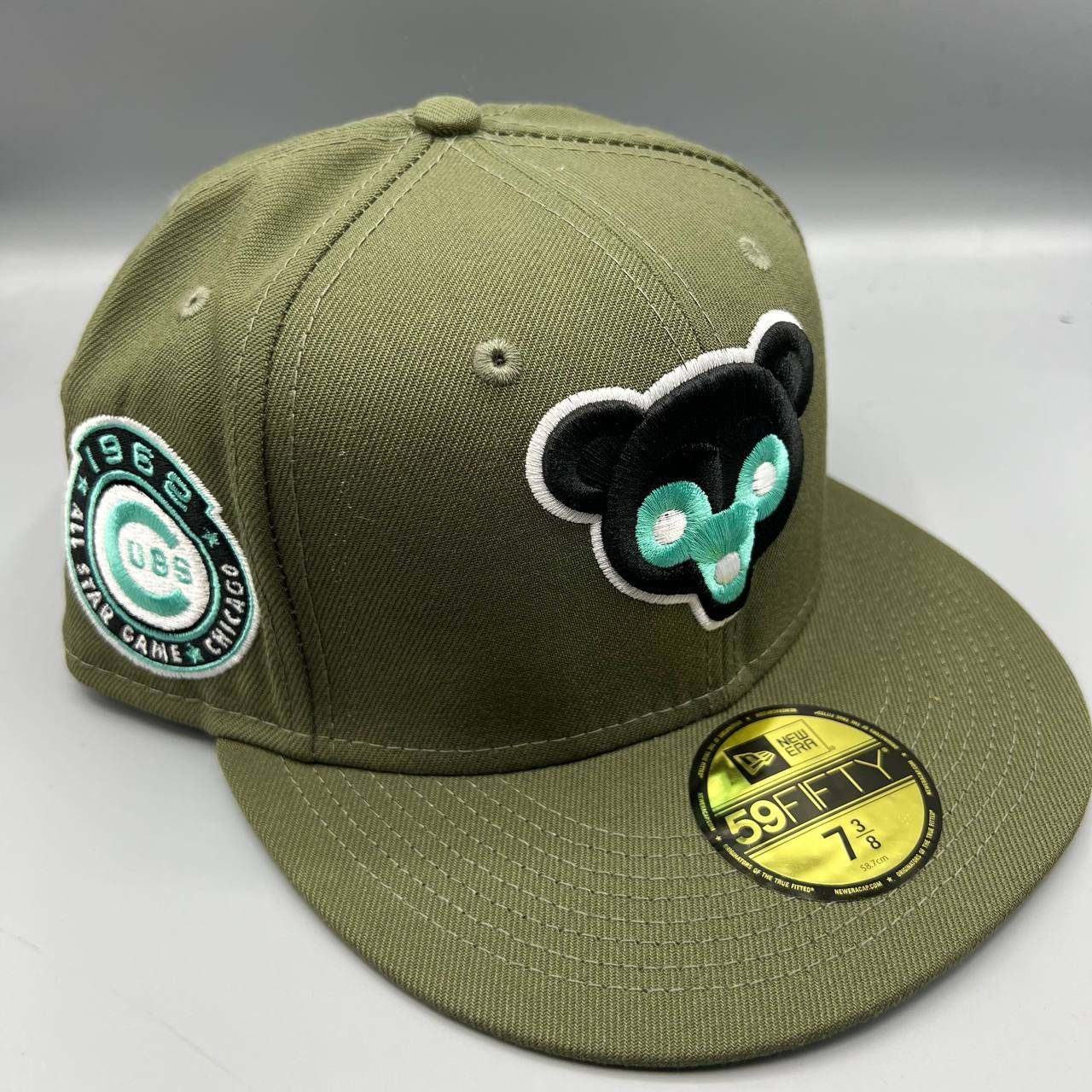 Chicago Cubs Hat Men 7 3/8 Green Blue 59Fifty New Era MLB Fitted Cap