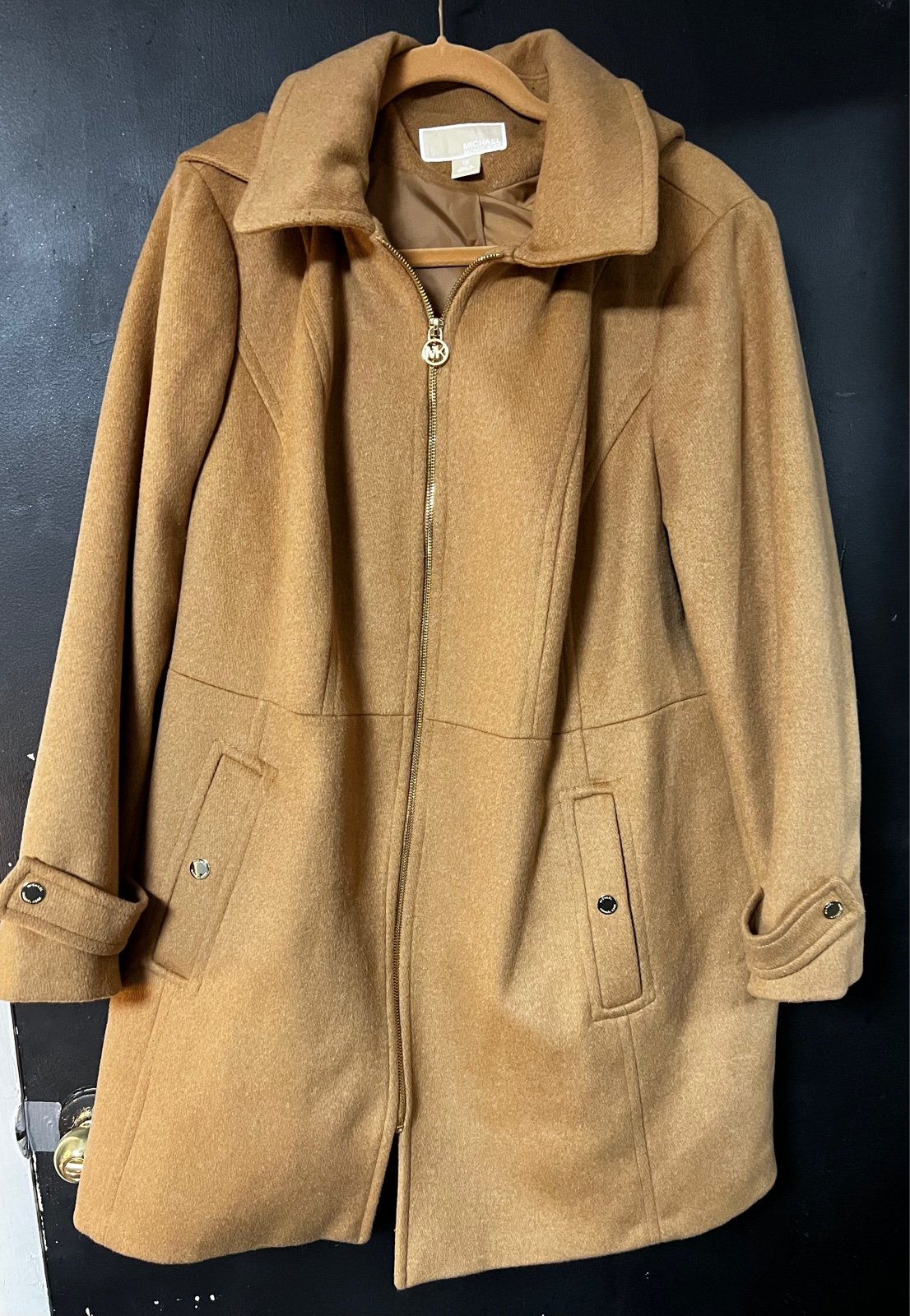 michael michael kors wool blend zip front coat