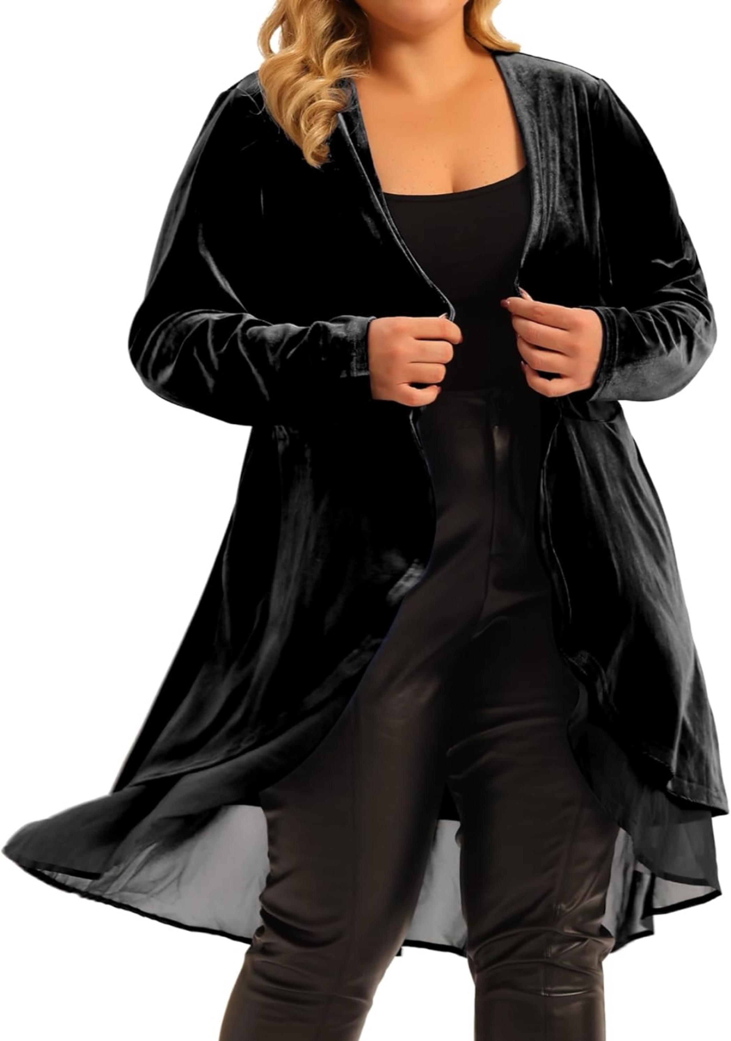 NWT Agnes Orinda Cardigan for Women Ruffled Asymmetric Open Front Long Velvet 3X - Amazon