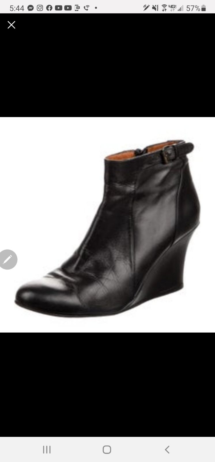 Lanvin genuine leather weged booties