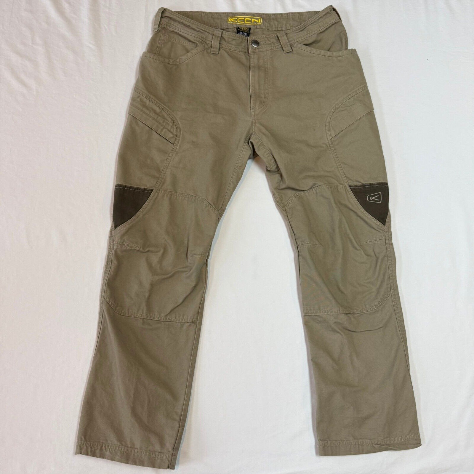 KEEN Cargo Pants Mens 36x32 Beige Tan Double Knee Canvas Utility Hiking Outdoors