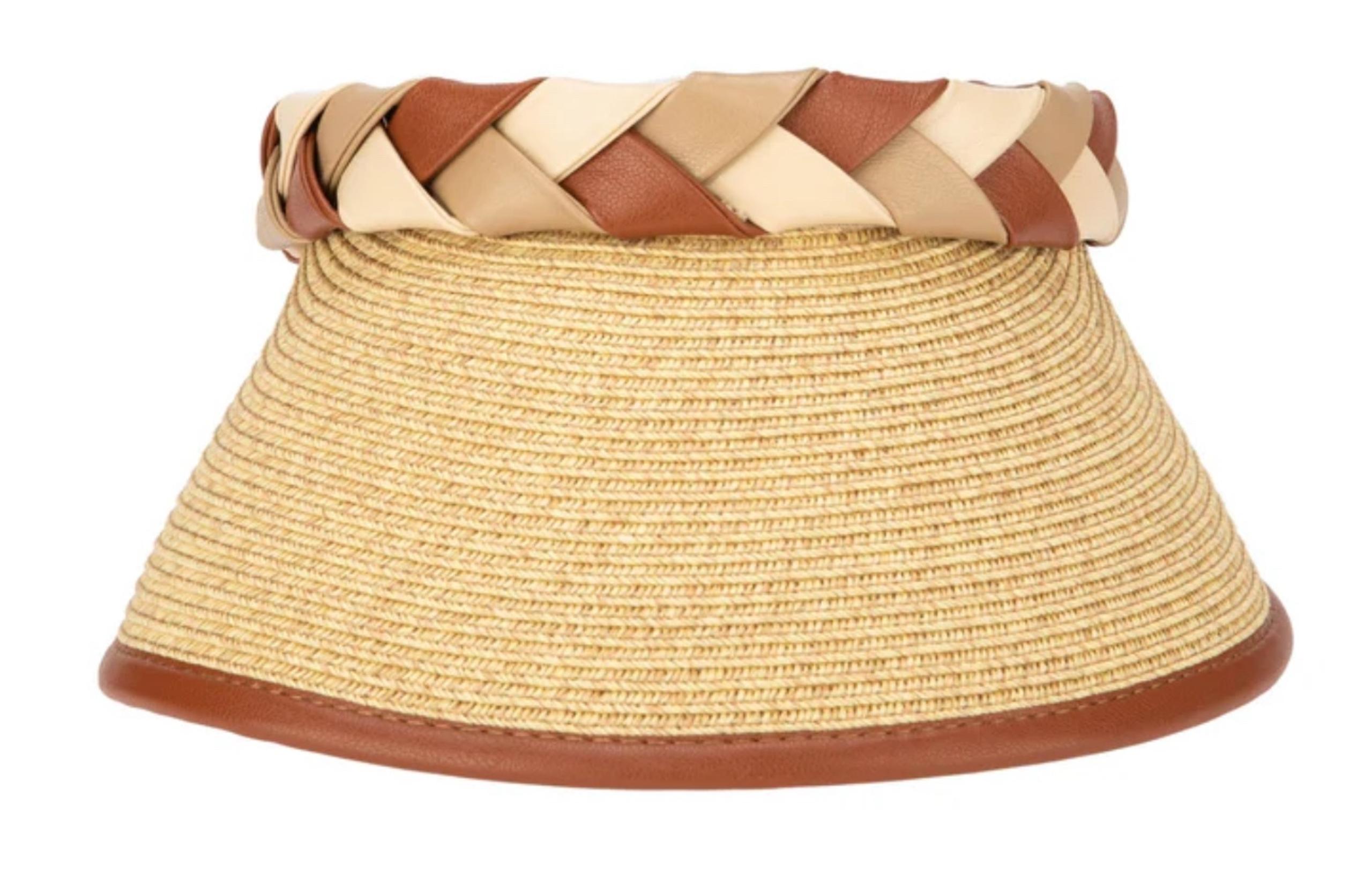 San Diego hat company Ultrabraid Visor with Faux Braided Band Brown/Tan Rust