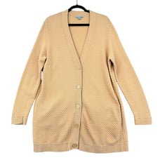 COS Yellow Long Sleeve Button Up V Neck Oversized Long Cardigan Medium