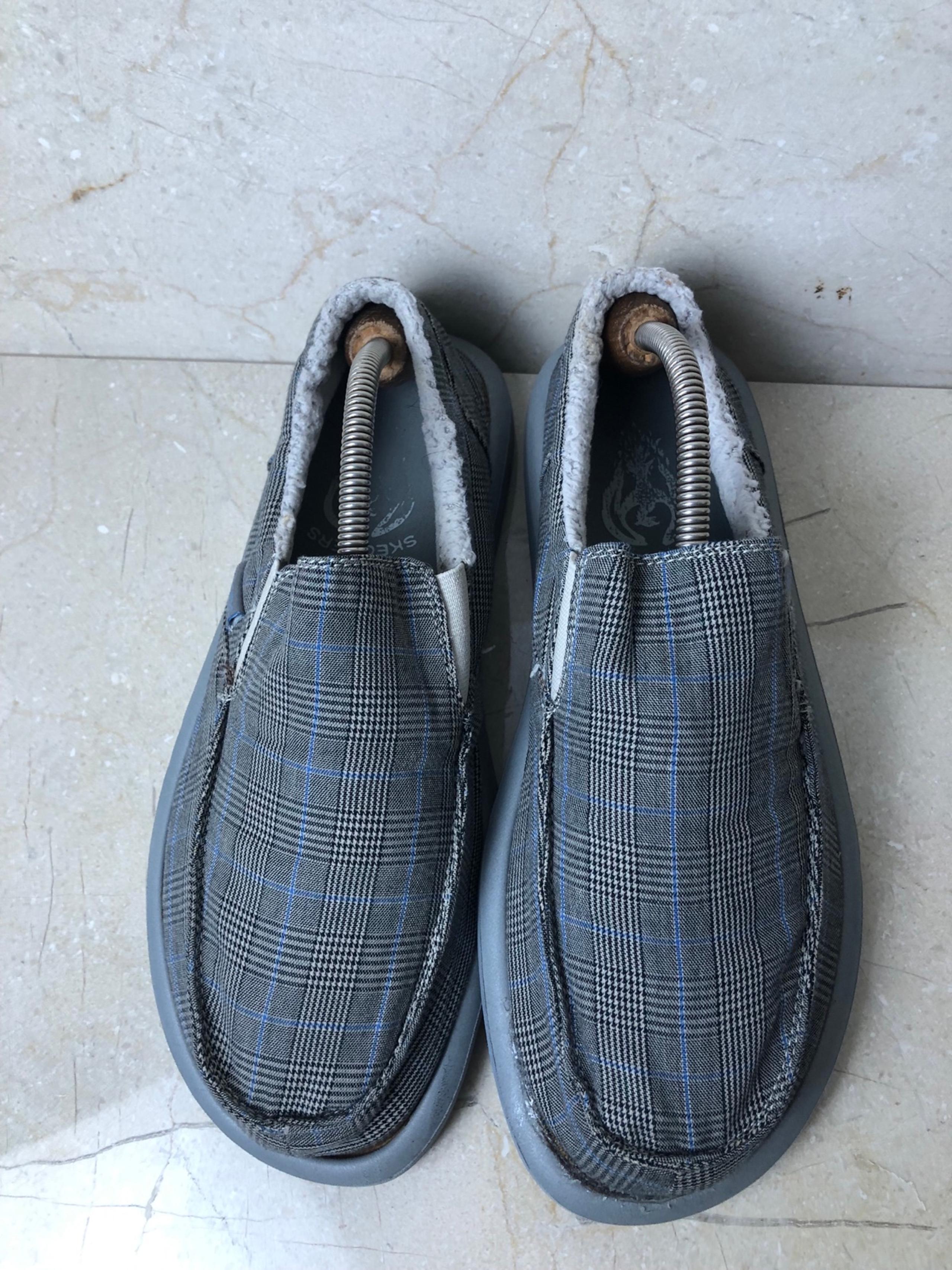 Skechers Mens Gray &blue Round Toe Comfort Slip On Loafers Shoes Size US 9