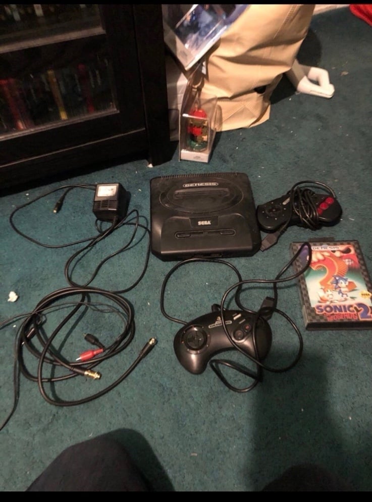 Sega Genesis Console With Controllers And Sonic 2