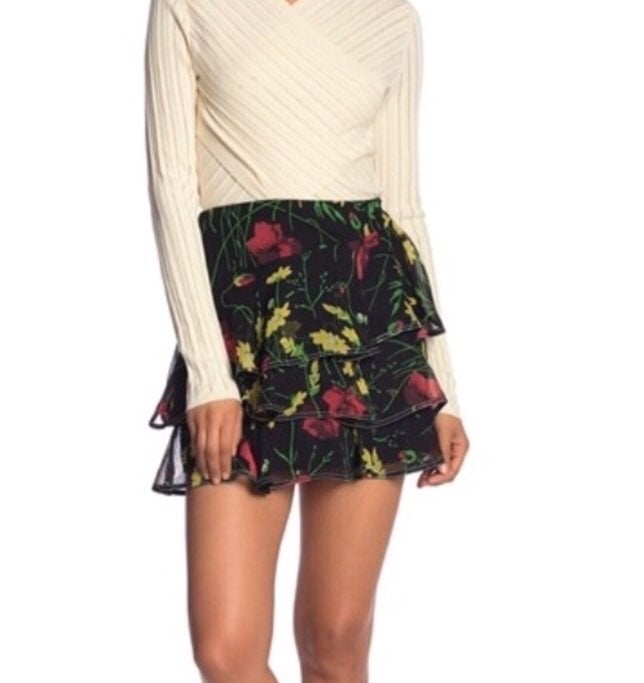 Grey Jason Wu Floral ruffle mini skirt
