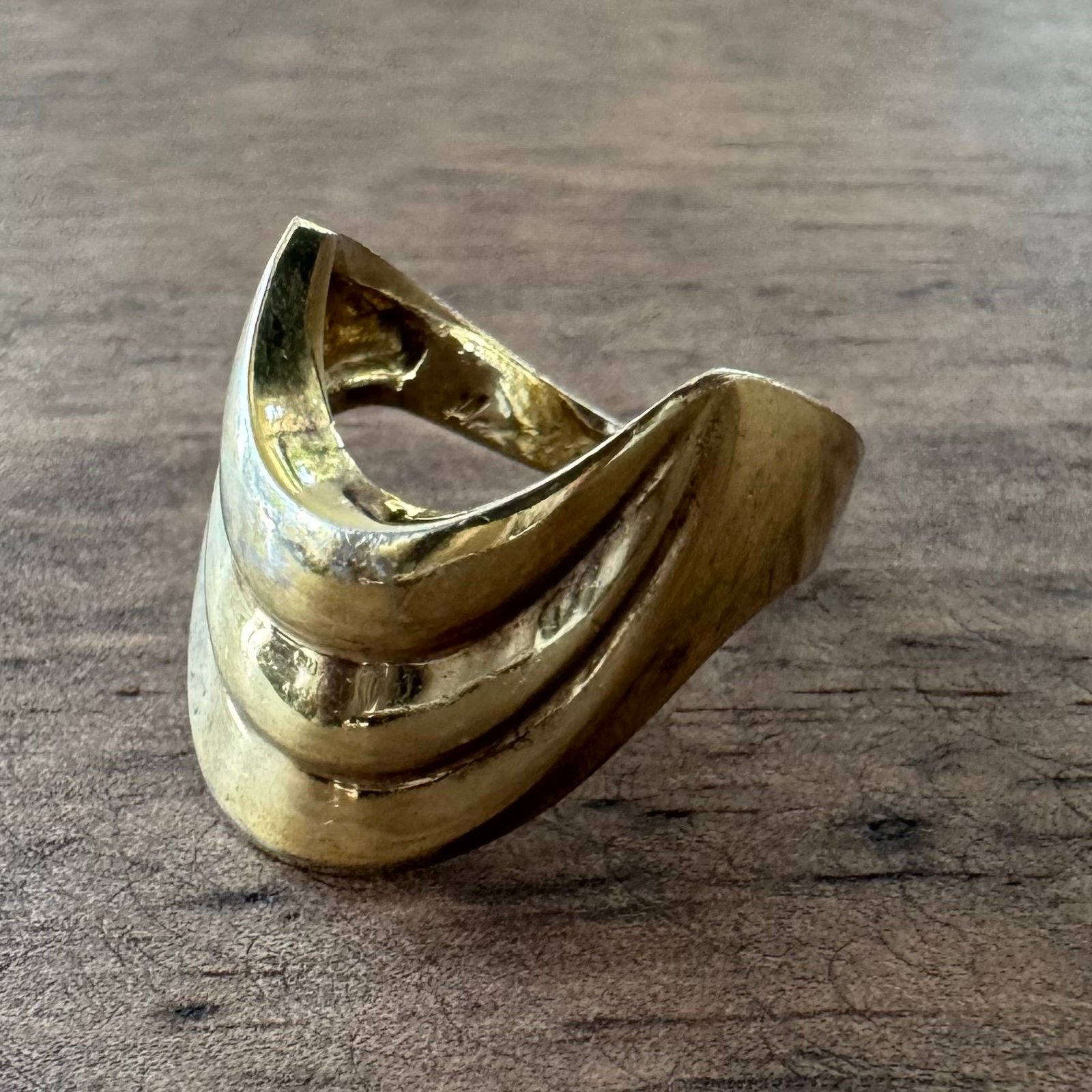 Vintage Modernist Draped Deco Ring Gold Wash over 925 Sterling Silver