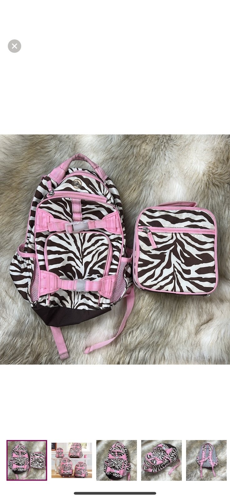 Pottery Barn Pink Zebra Print Backpack & Lunch Cooler