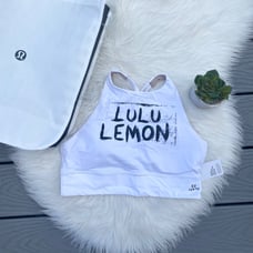 Lululemon White Logo Long Line Sports Bra