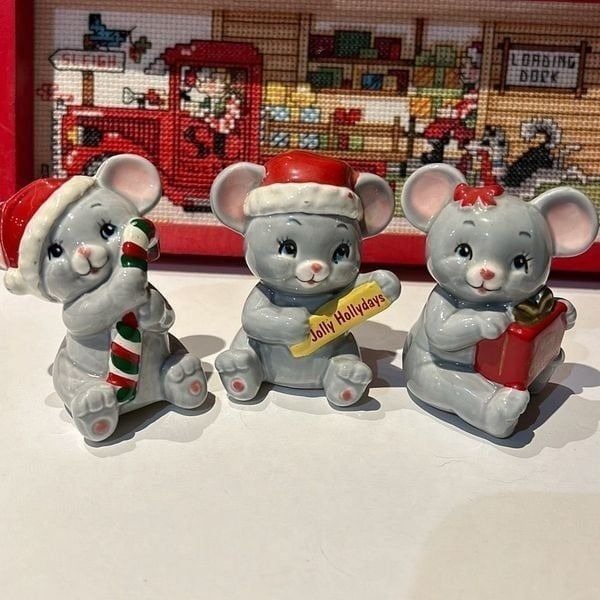 Russ Berrie Vintage Christmas Mouse Mice Set of 3