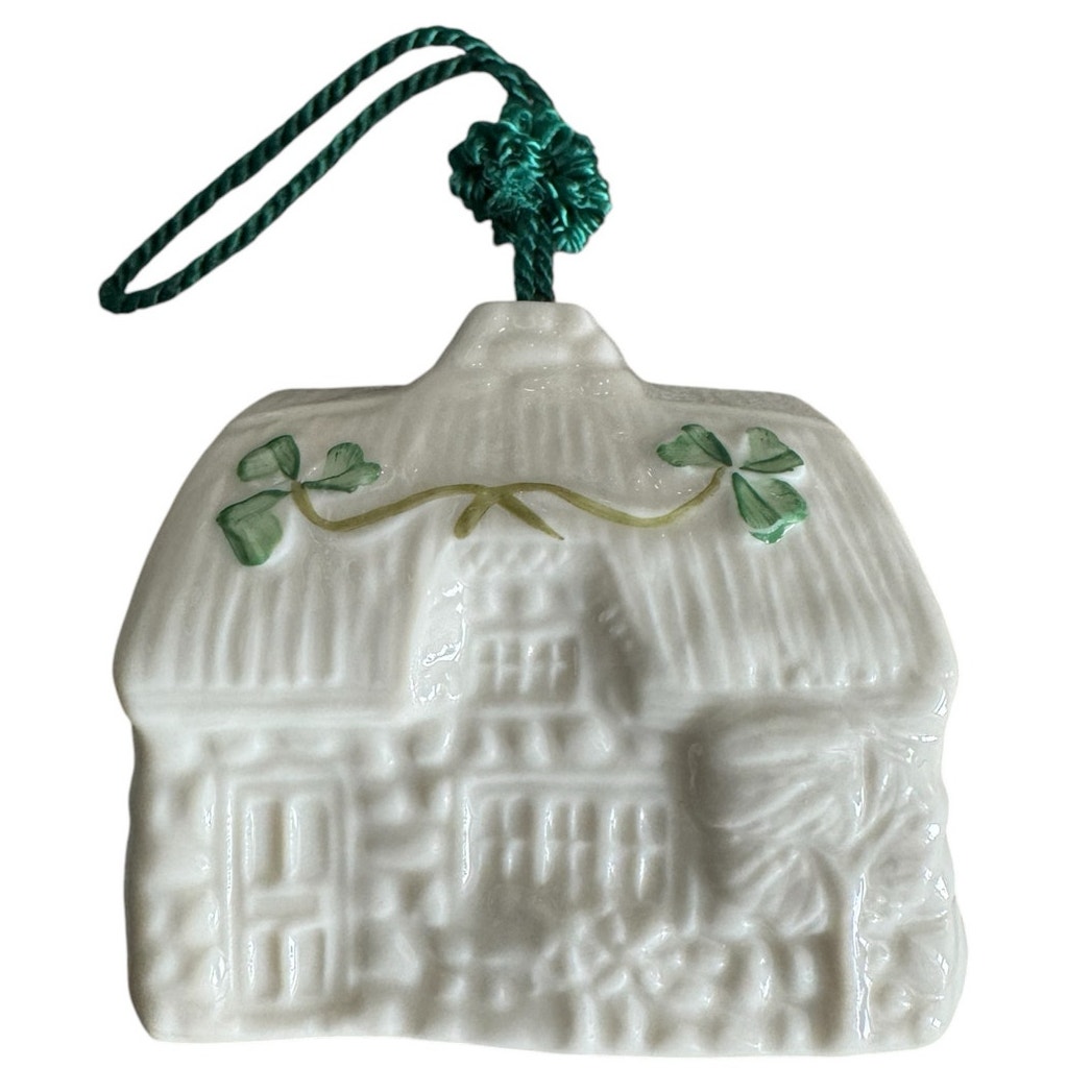 NWB Vintage Irish Belleek Porcelain Christmas 04 ornament Adare Cottage - Boxed