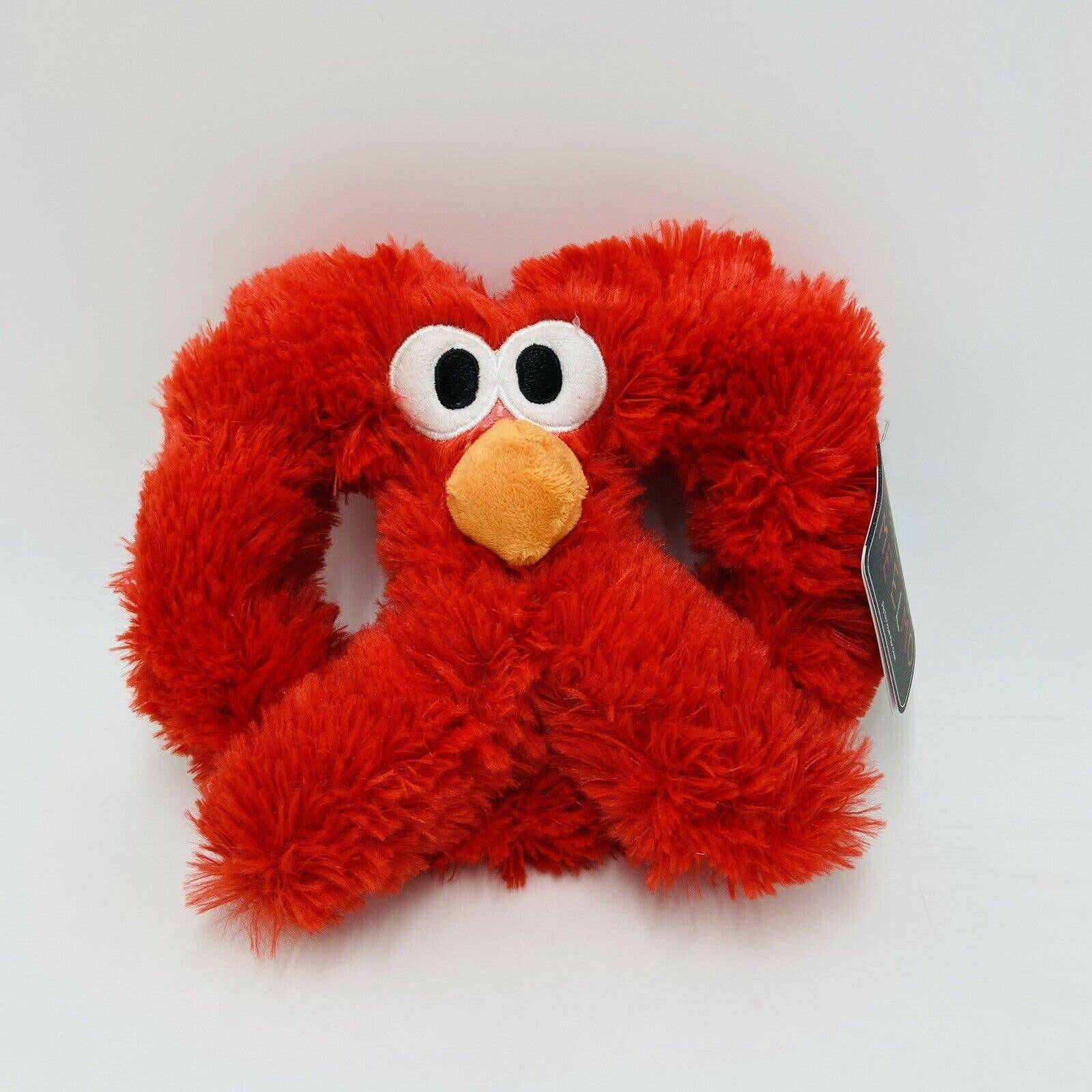 Bark Box Pretzel Me Elmo M-L Dog Toy Red Fuzzy Crinkle T-Shirt Rope NWT